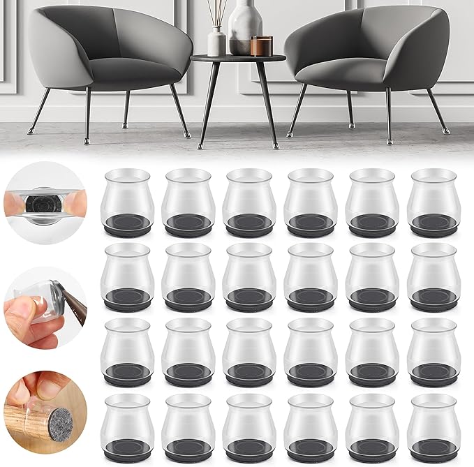24PCS Upgraded Silicone Chair Leg Floor Protectors by Violibar