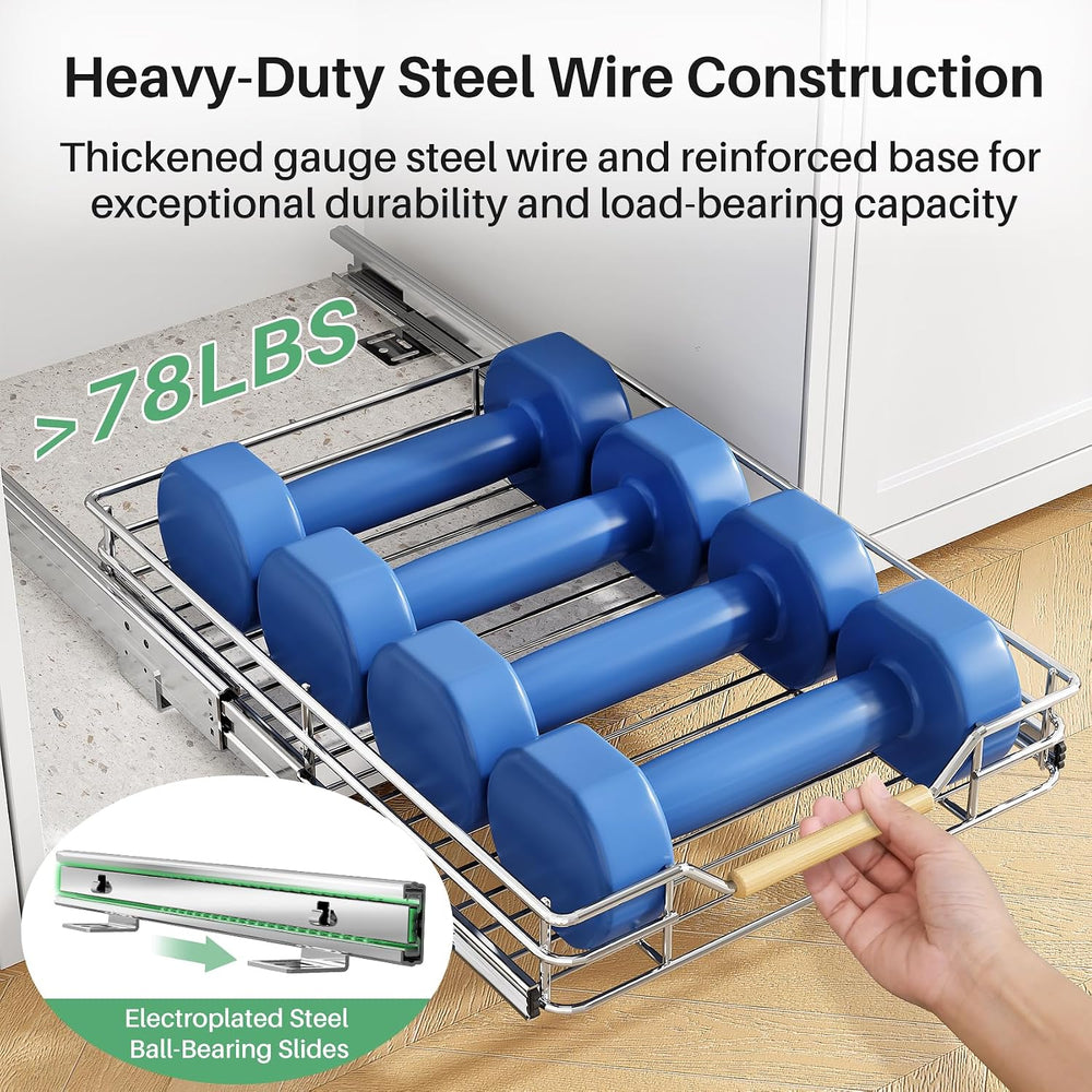 Pull out Cabinet Organizer, 9"W X 21"D, Heavy Duty Smooth Sliding U...