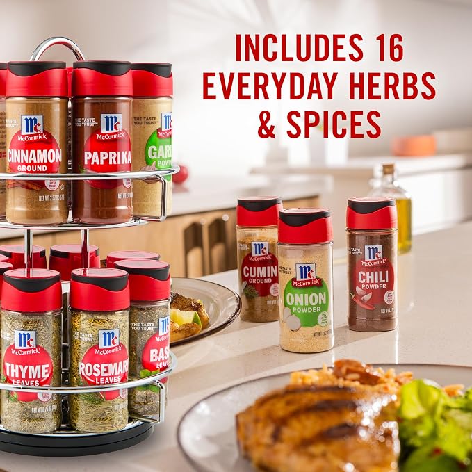 McCormick Spice Rack, Two Tier Chrome, Featuring 16 Herbs & Spices - Image 2