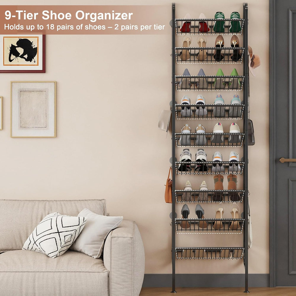 UMDONX 9-Tier Freestanding Shoe Rack – Holds 18 Pairs of Shoes