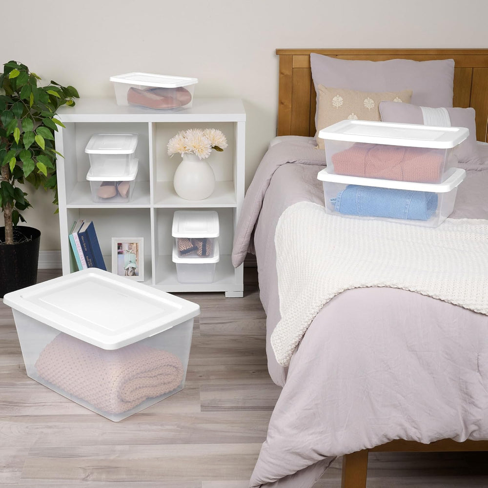 Sterilite Clear Storage Box Stackable Tote, 58 Quart, 32-Pack