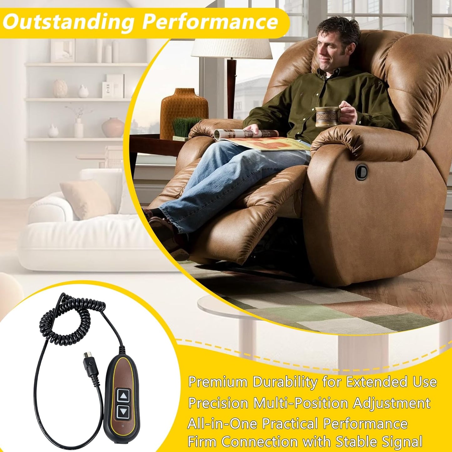 2 Button 5 Pin Remote ZK1200-HC Hand Control Replacement for Power Lift Recliner | Compatible for Golden Technologies Ultra Comfort | Built-in USB and Backlight Universal Remote for Massage Chair
