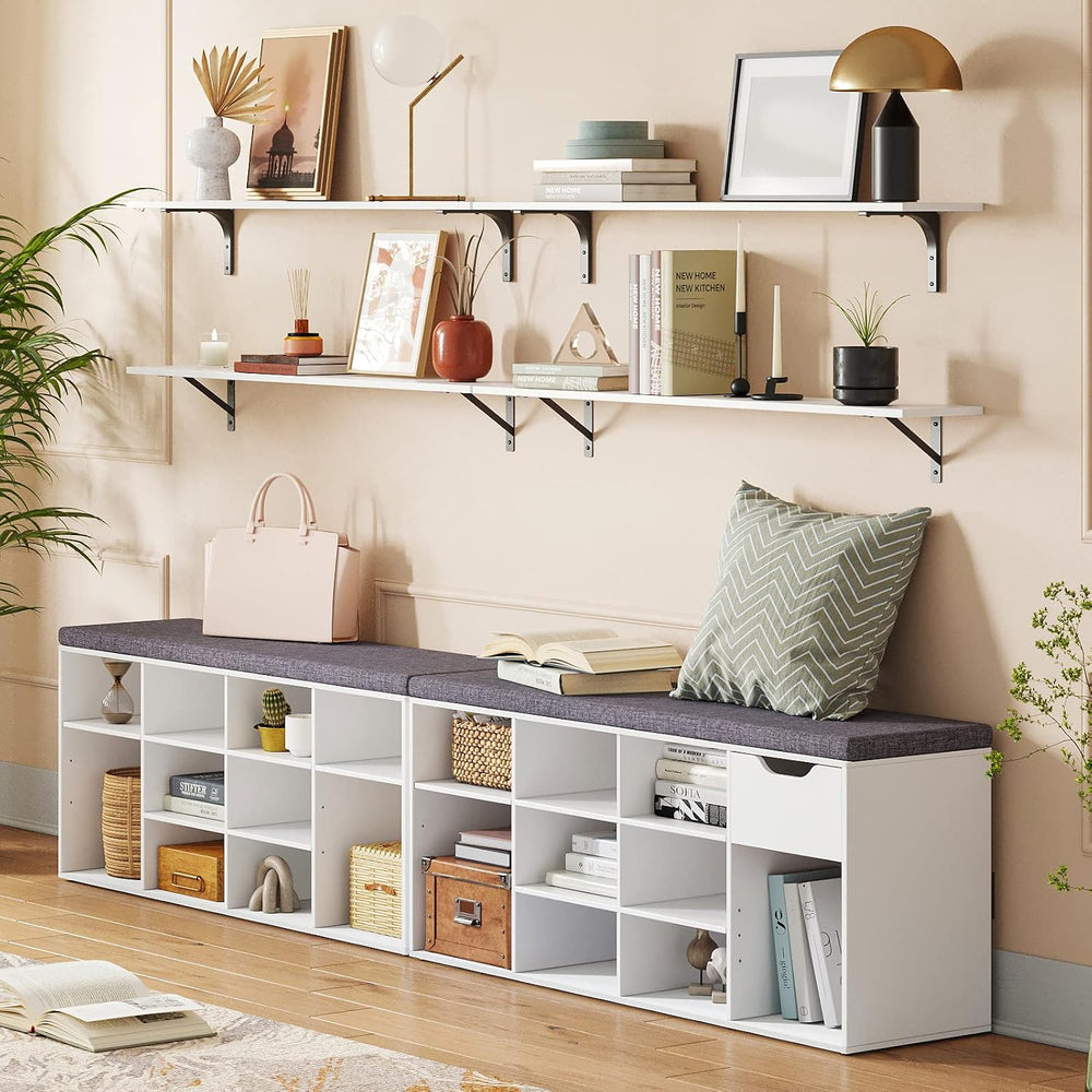 DINZI LVJ Long Wall Shelves, 47.3Inch Wooden Wall Mounted Shelves, Set of 2
