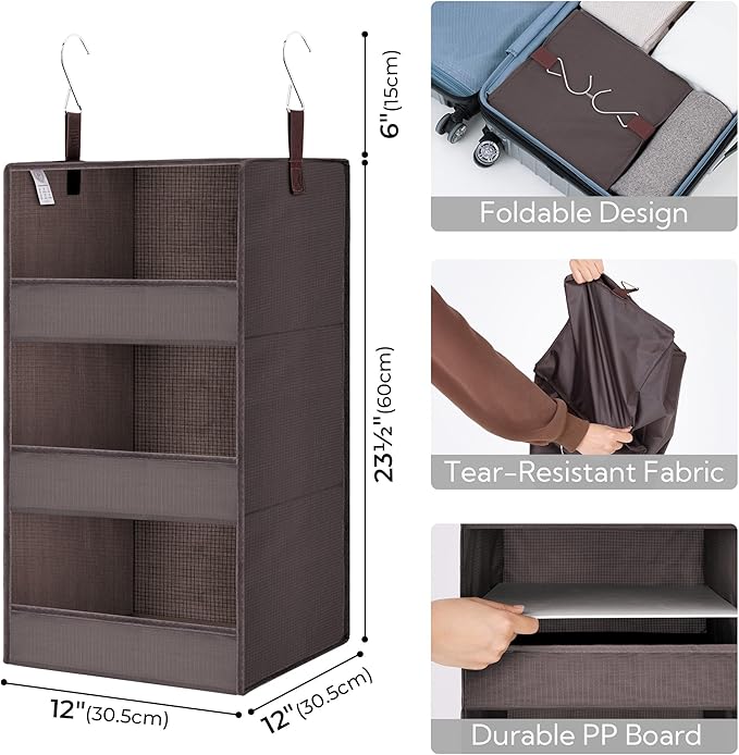 GRANNY SAYS 3 Shelf Hanging Closet Organizers and Storage, Collapsible Closet - Image 3