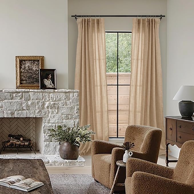 YoungsTex Burlap Linen Semi Sheer Curtains 84 Inch Length - Image 3
