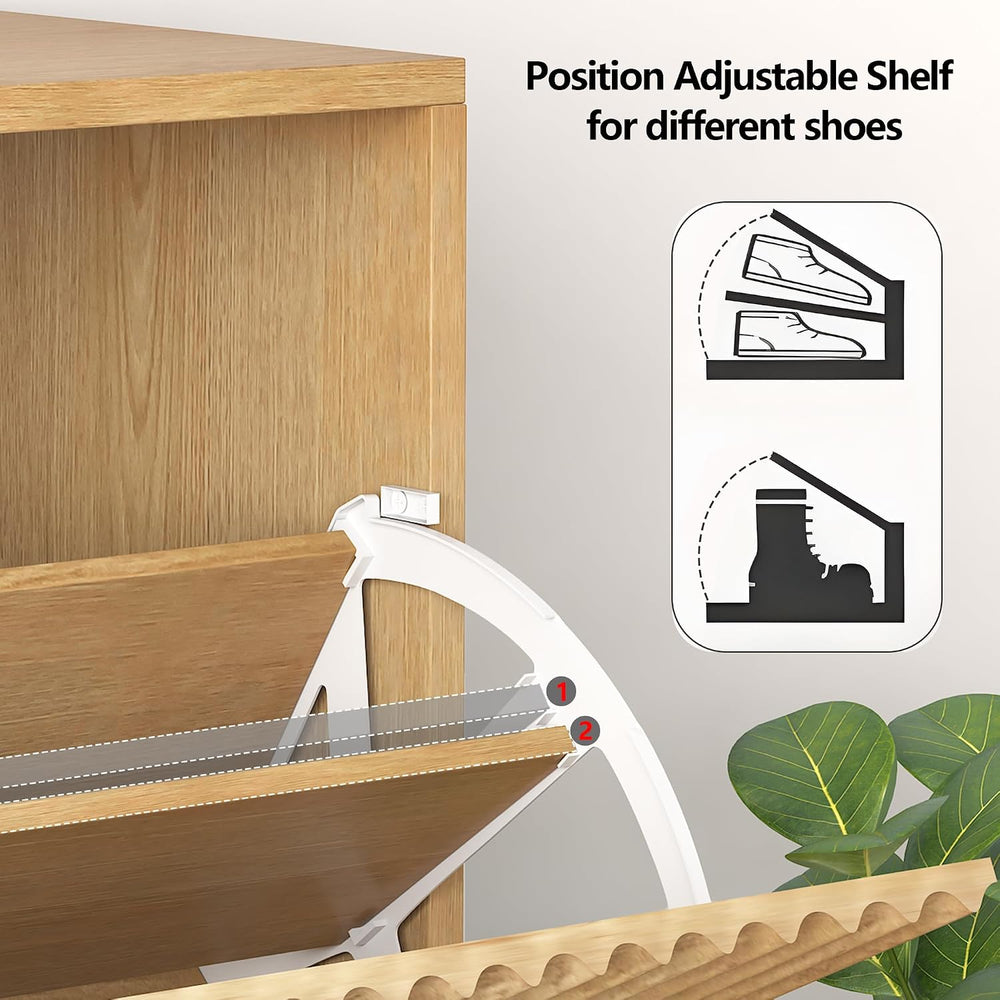 Takywep Fluted Shoe Cabinet for Entryway, Slim Freestanding Shoe Storage with...