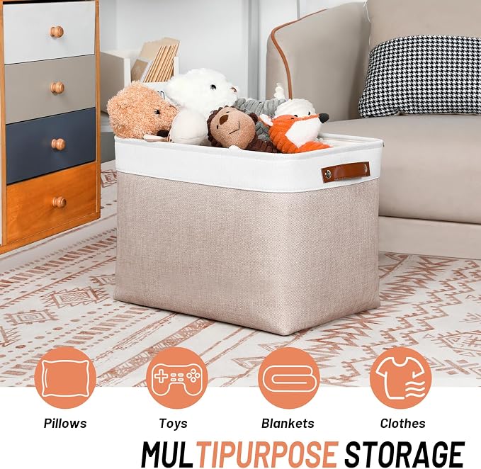 DULLEMELO Fabric Storage Bins, Lining Fabric Baskets - Image 3
