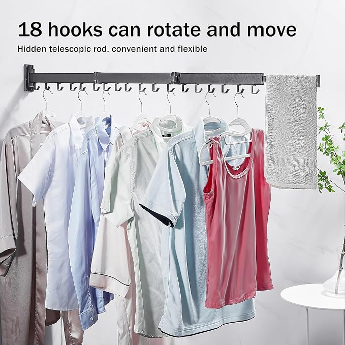 Clothes Drying Rack, Laundry Drying Rack Wall Mount, Space Saver Clothes Rack - Image 9