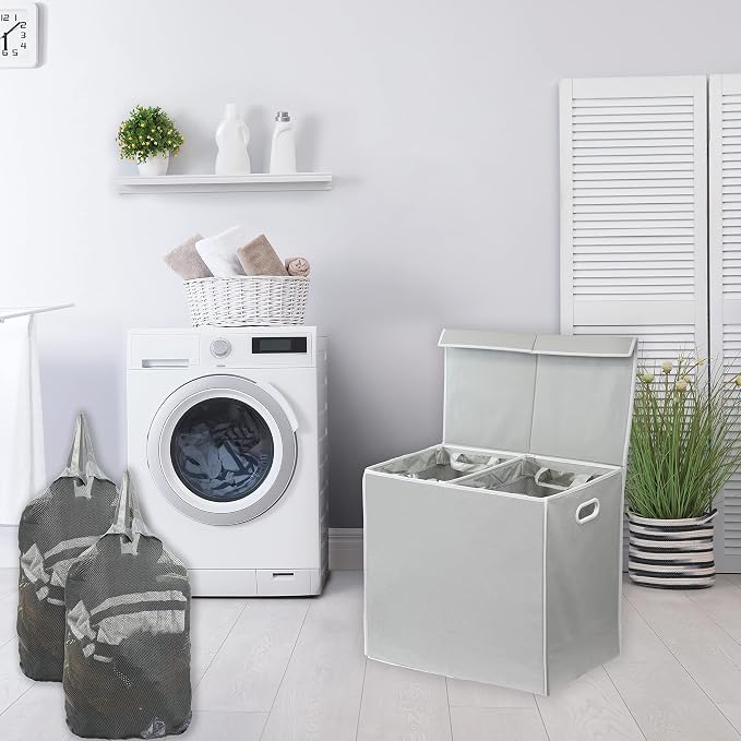 Simple Houseware Double Laundry Hamper - Image 2