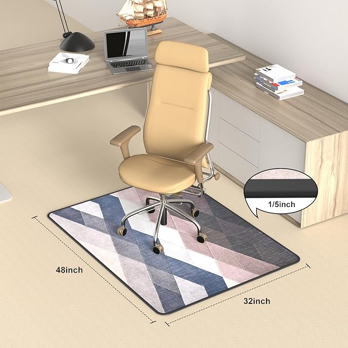 Heavy Duty Office Chair Mat for Carpet and Hardwood Floor Bohemian Desk Chair - Image 2