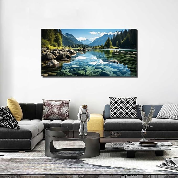GUGIKA Landscape Wall Art for Living Room, Mountain and Lake Wall-Decor for - Image 2