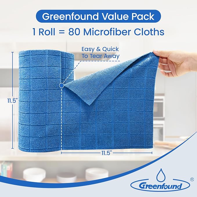 Greenfound Microfiber Cleaning Cloth Roll -80 Pack, Tear Away Towels - Image 2