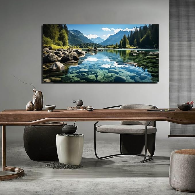 GUGIKA Landscape Wall Art for Living Room, Mountain and Lake Wall-Decor for - Image 6