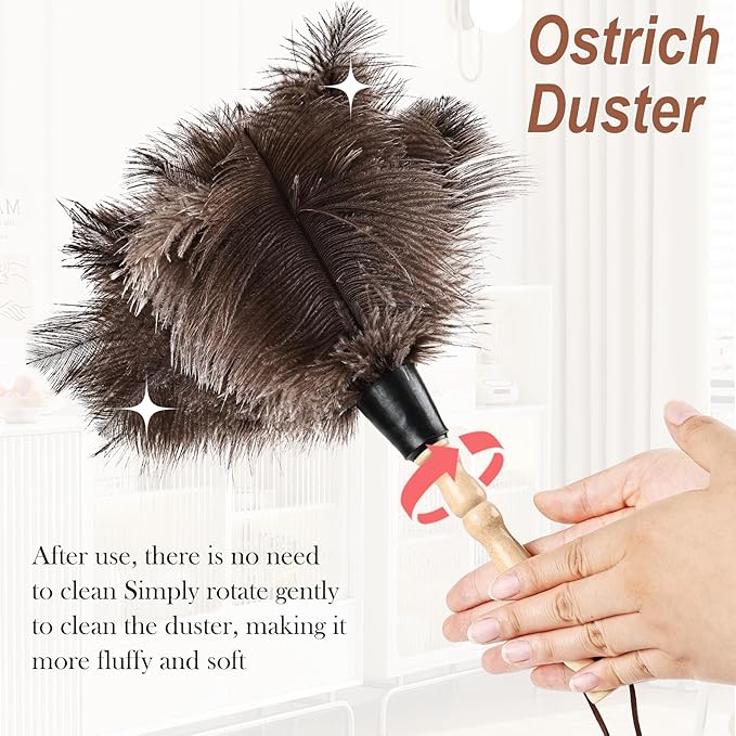 Ostrich Feather Duster 14" Natural Handheld Reusable Feathers Dusters - Image 4