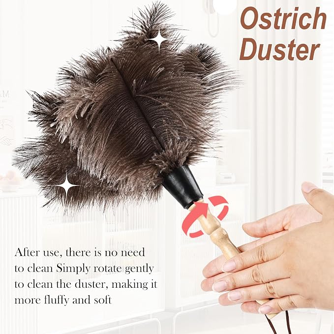Ostrich Feather Duster 14" Natural Handheld Reusable Feathers Dusters - Image 4