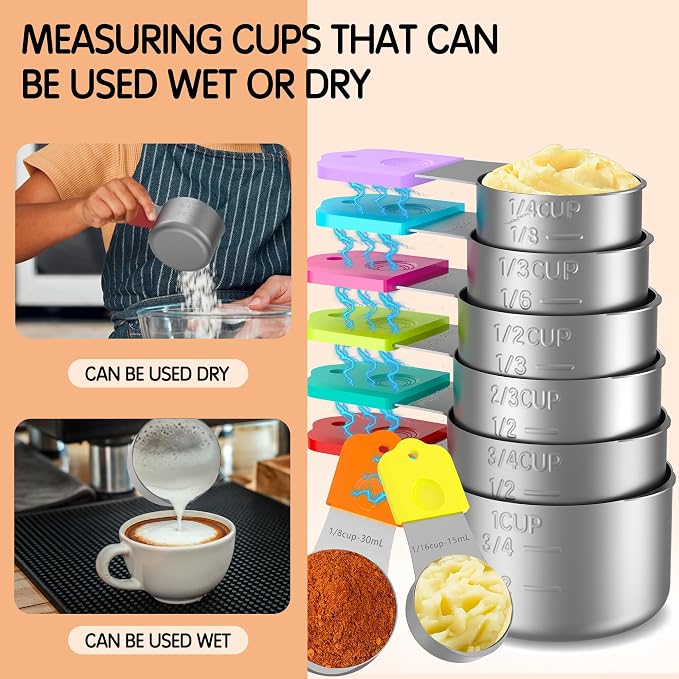 Magnetic Measuring Cups, 8 Stainless Steel Nesting Measuring Cup Set - Image 3