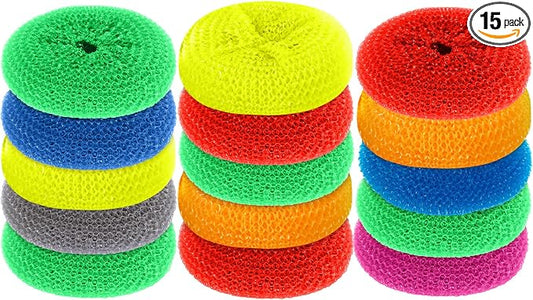 Blulu Plastic Dish Scrubbers for Dishes Pot Round Nylon Pad, Mesh Scouring Non by Blulu