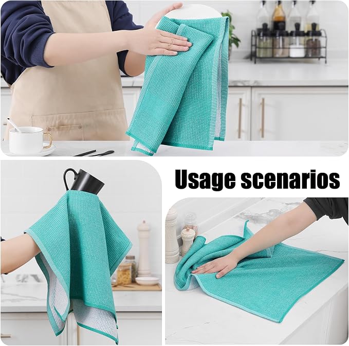 Homaxy Premium Kitchen Towels, Large Cotton Kitchen Hand Towels, Flat and Terry - Image 4