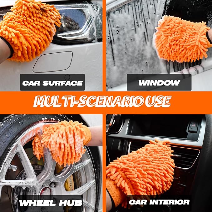 Raeyuan Car Wash Mitt Microfiber 2 Pack Scratch Proof & Lint-Free Wash Mitt - Image 2