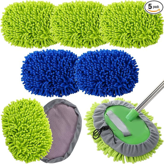 Layhit 5 Pcs Car Wash Mitt Set, Brush Not Included, Microfiber Mitt Cleaning by ShungLan