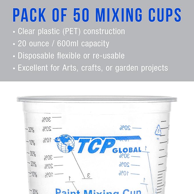 TCP Global 20 oz. Graduated Plastic Mixing Cups - Image 4