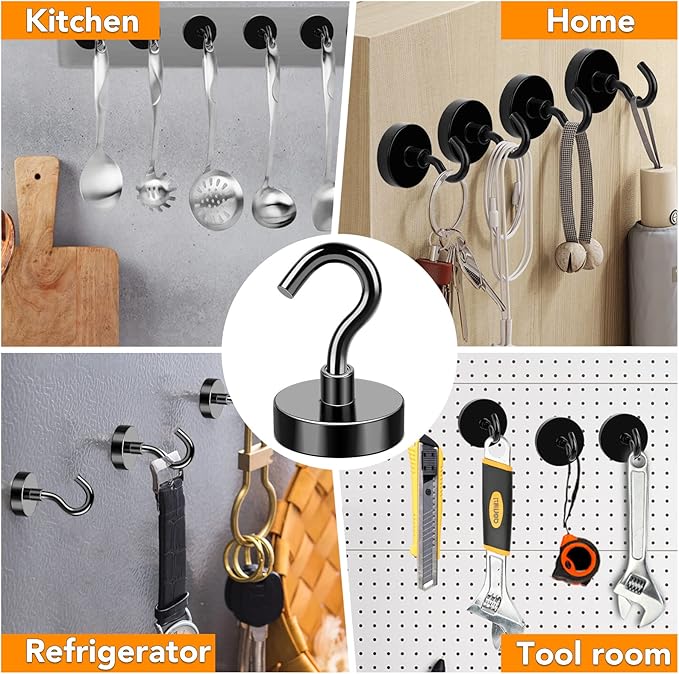 MIKEDE Magnetic Hooks, 40LB+ Heavy Duty Magnet Hooks - Image 7