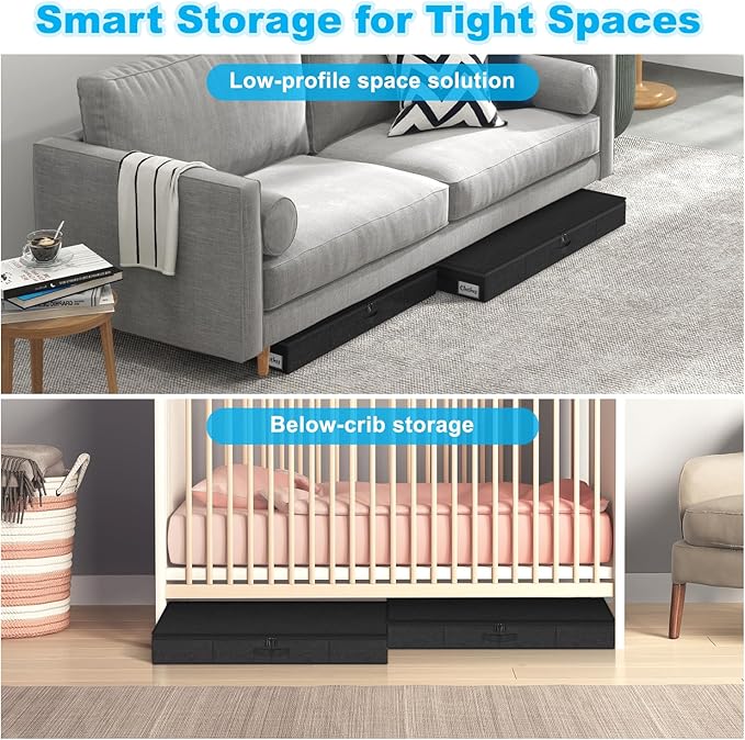 Under Bed Storage Container Bin 4 Pack, 4.5 Inch Slim Low Profile Underbed - Image 5