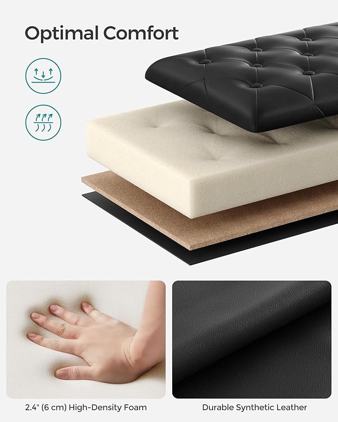 SONGMICS Storage Ottoman, Storage Bench, Tufted Entryway Bedroom Bench - Image 5