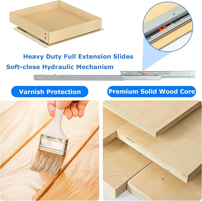 WelFurGeer Soft Close Pull Out Cabinet Organizer, Cabinet Roll Out Drawers - Image 5