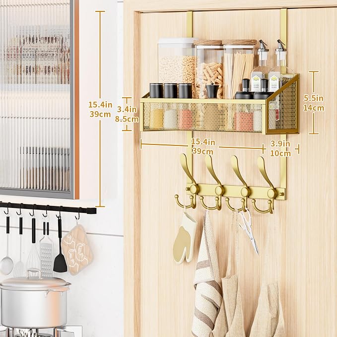 Over The Door Hooks Organizer, Coat Rack Over The Door Storage Hanger Towel Rack - Image 8