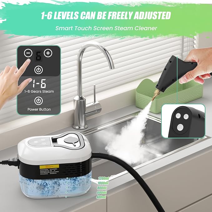 2500W Steam Cleaner for Home Use, 6-level Speed Adjustable Handle, 1.2L - Image 3