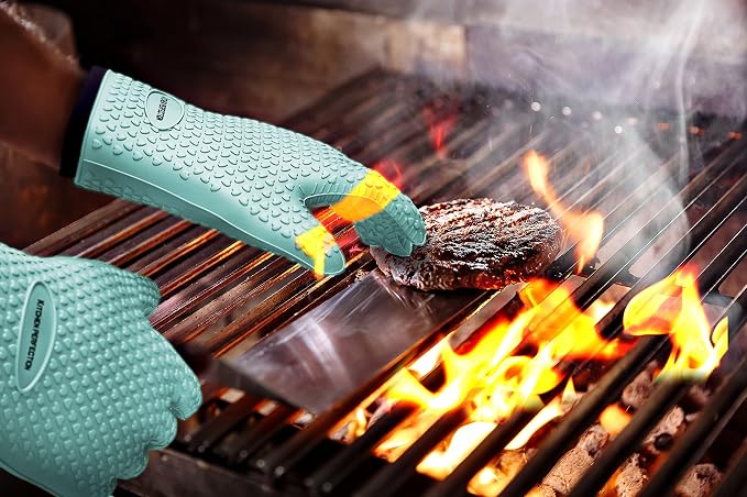 KITCHEN PERFECTION S Silicone Smoker Oven Gloves -Extreme Heat Resistant BBQ - Image 7