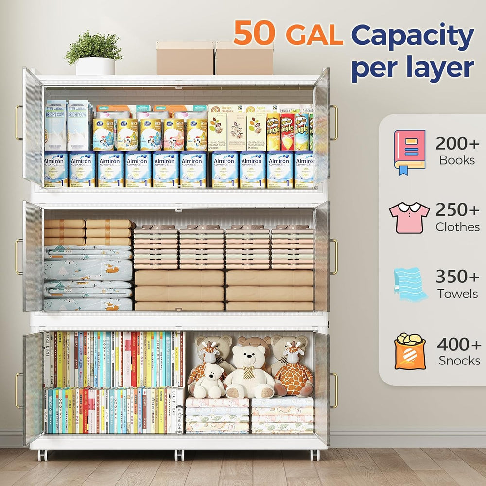 600QT Storage Bins with Lid Extra Large Stackable Closet Organizer Plastic Co...