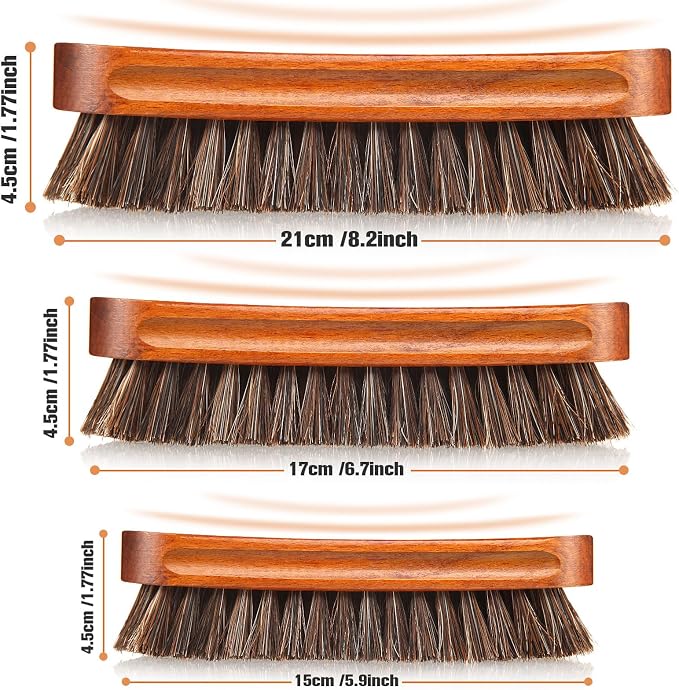 4 Pcs Horsehair Shine Shoes Brush Kit Polish Dauber Applicators Cleaning - Image 3