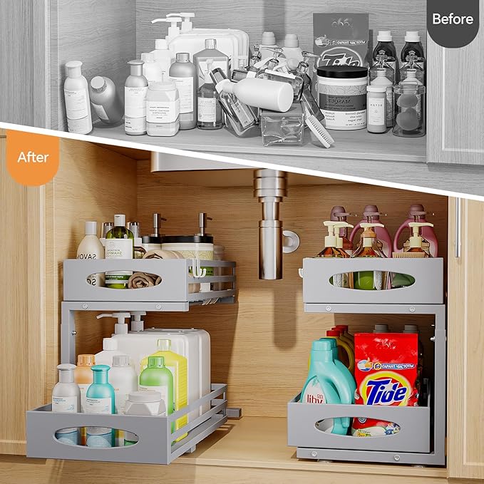 Under Sink Organizer, 2 Tier Under Sink Organizers and Storage, Adjustable - Image 4
