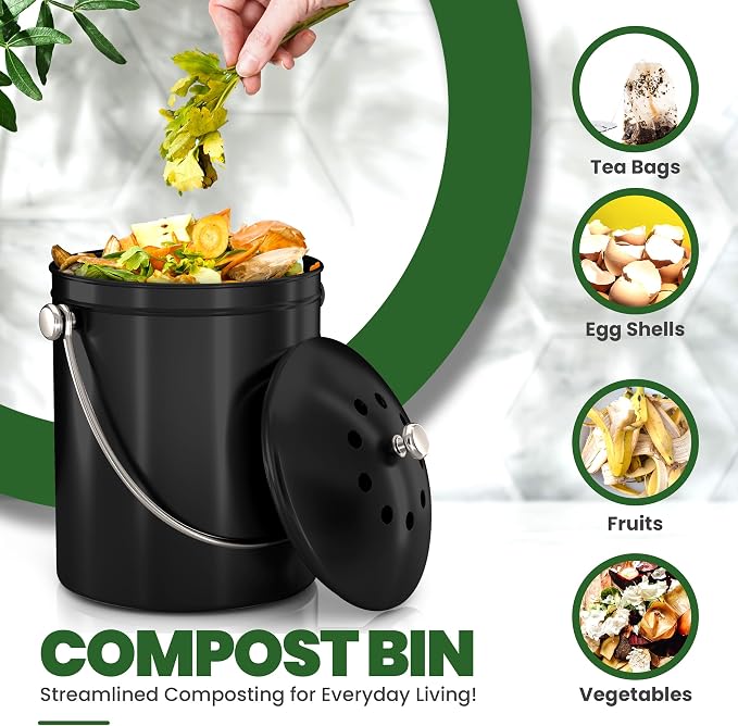 Utopia Kitchen Compost Bin for Kitchen Countertop, 1 Gallon Compost Bucket for - Image 4
