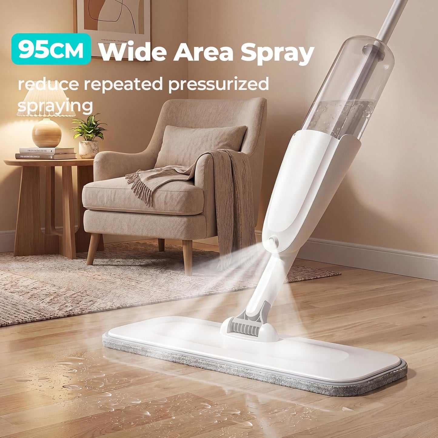 Spray Mop, Wet Dry Hardwood Floor Cleaning Mop with Washable Reusable Pad, with 500ML Sprayer for Tile, Wood, Laminate, Vinyl & Marble Floor Cleaning
