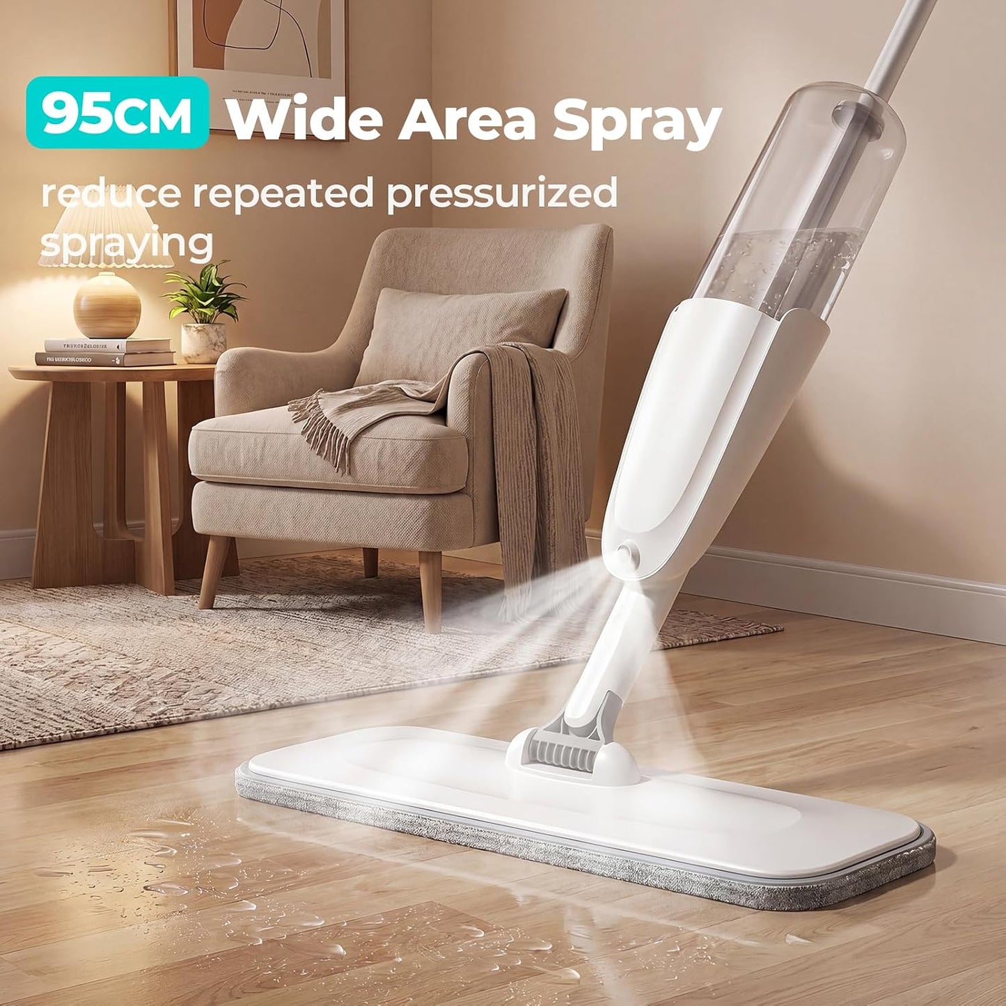 Spray Mop, Wet Dry Hardwood Floor Cleaning Mop with Washable Reusable Pad, with 500ML Sprayer for Tile, Wood, Laminate, Vinyl & Marble Floor Cleaning