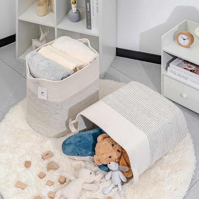 Storage Baskets for Clothes Fabric Cotton Rope Storage Basket bins - Image 5