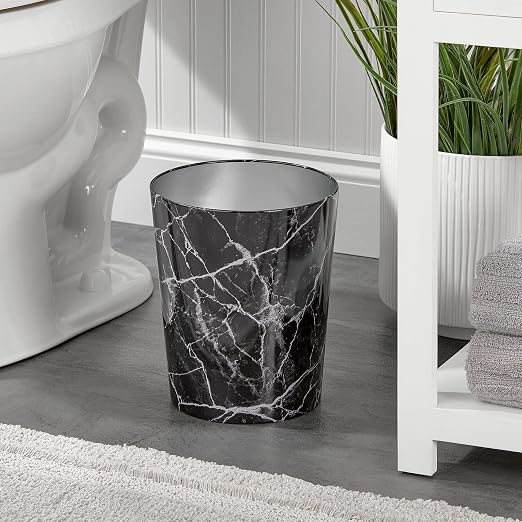 mDesign Round Metal Small 1.7 Gallon Recycle Trash Can Wastebasket, Garbage - Image 2