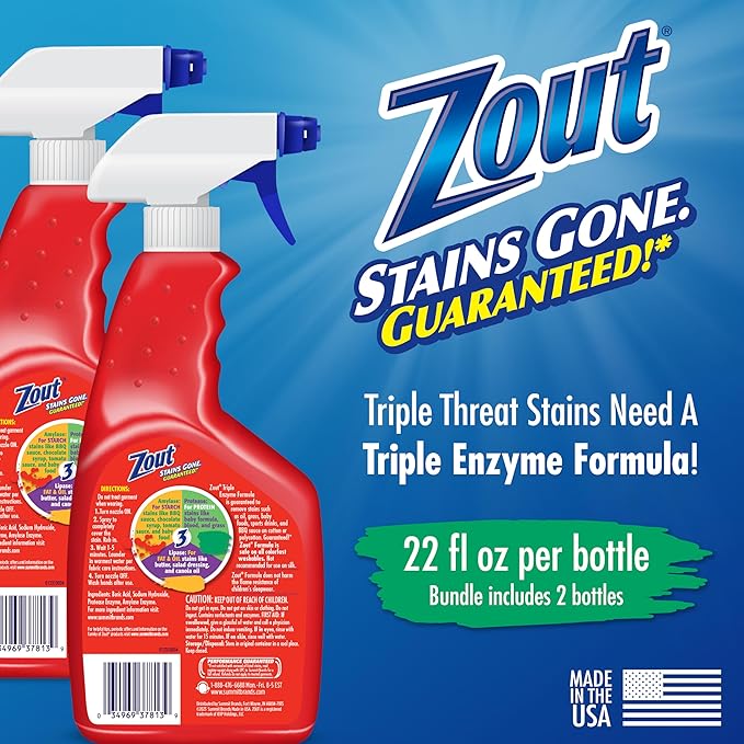 Zout Laundry Stain Remover Spray, Triple Enzyme Formula Removes the Toughest - Image 2