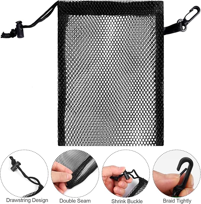 iMucci 12 Pieces Black Mesh Drawstring Bag - Image 4