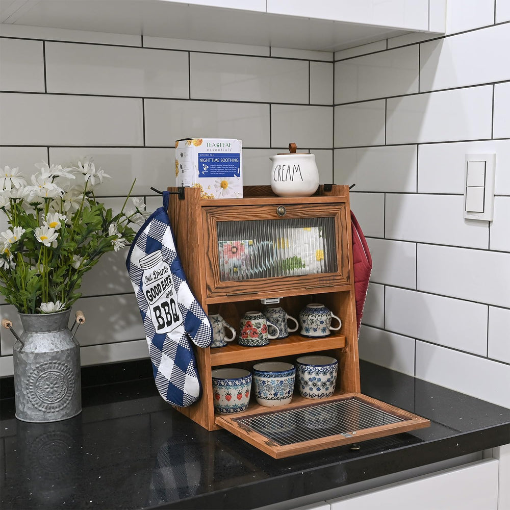 Ikee Design Wood 2-Tier Cabinet with Airflow Drying Tray