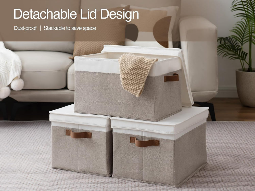 StorageWorks Fabric Storage Bins with Lids, Closet Storage Bins