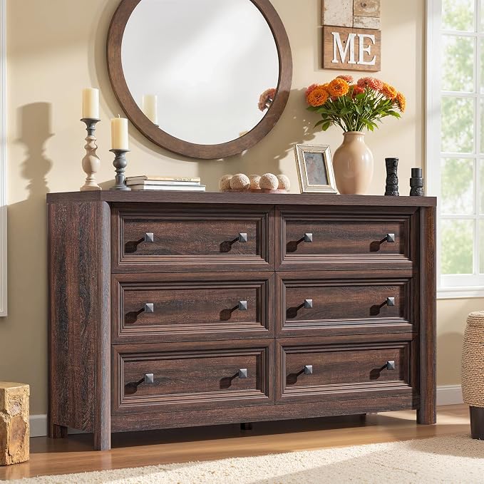 Farmhouse Walnut 6 Drawers Dresser - Image 4