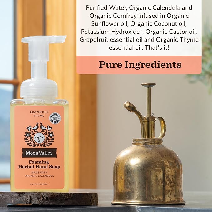 Moon Valley Herbal Foaming Hand Soap, Grapefruit Thyme 2 Pack, Recyclable Bottle - Image 3