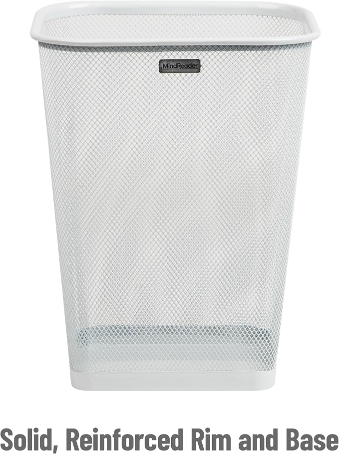 Mind Reader Mesh Trash Can, Square Wastebasket - Image 4