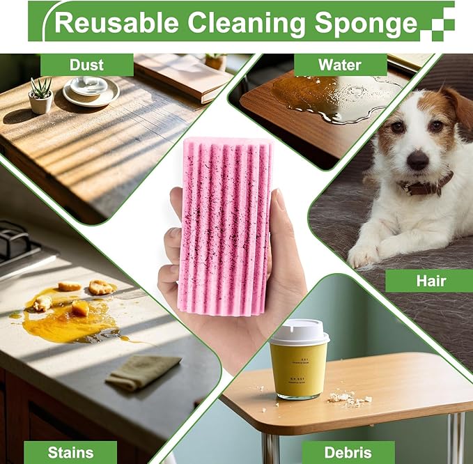 4-Pack Damp Clean Duster Sponge, Sponge Cleaning Brush, Duster - Image 4