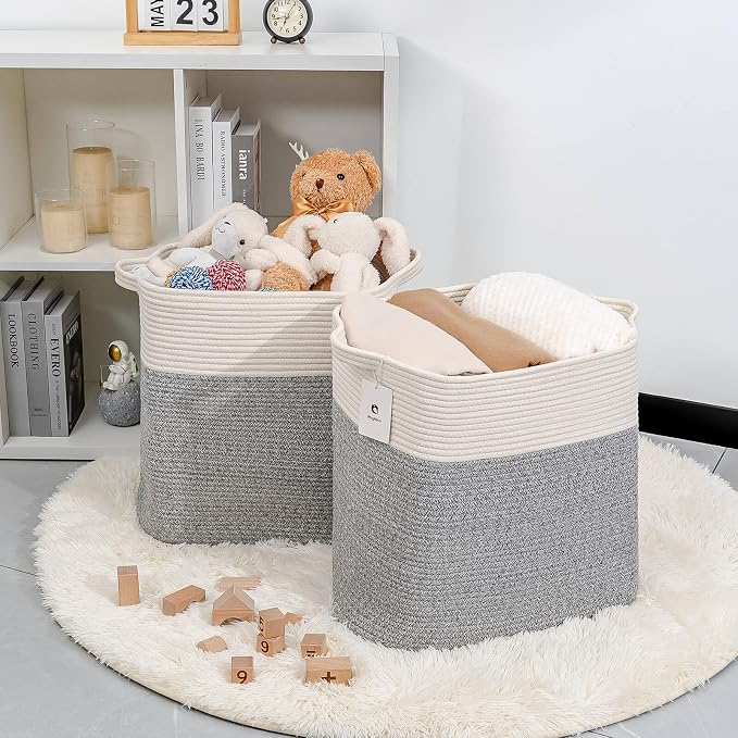 Storage Baskets for Clothes Fabric Cotton Rope Storage Basket - Image 4