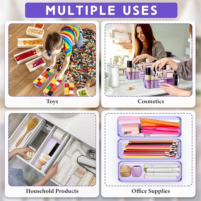 Maitys 12 Pcs Vanity Drawer Organizer 9 x 3 x 2 Inches Clear Plastic Utensil - Image 6